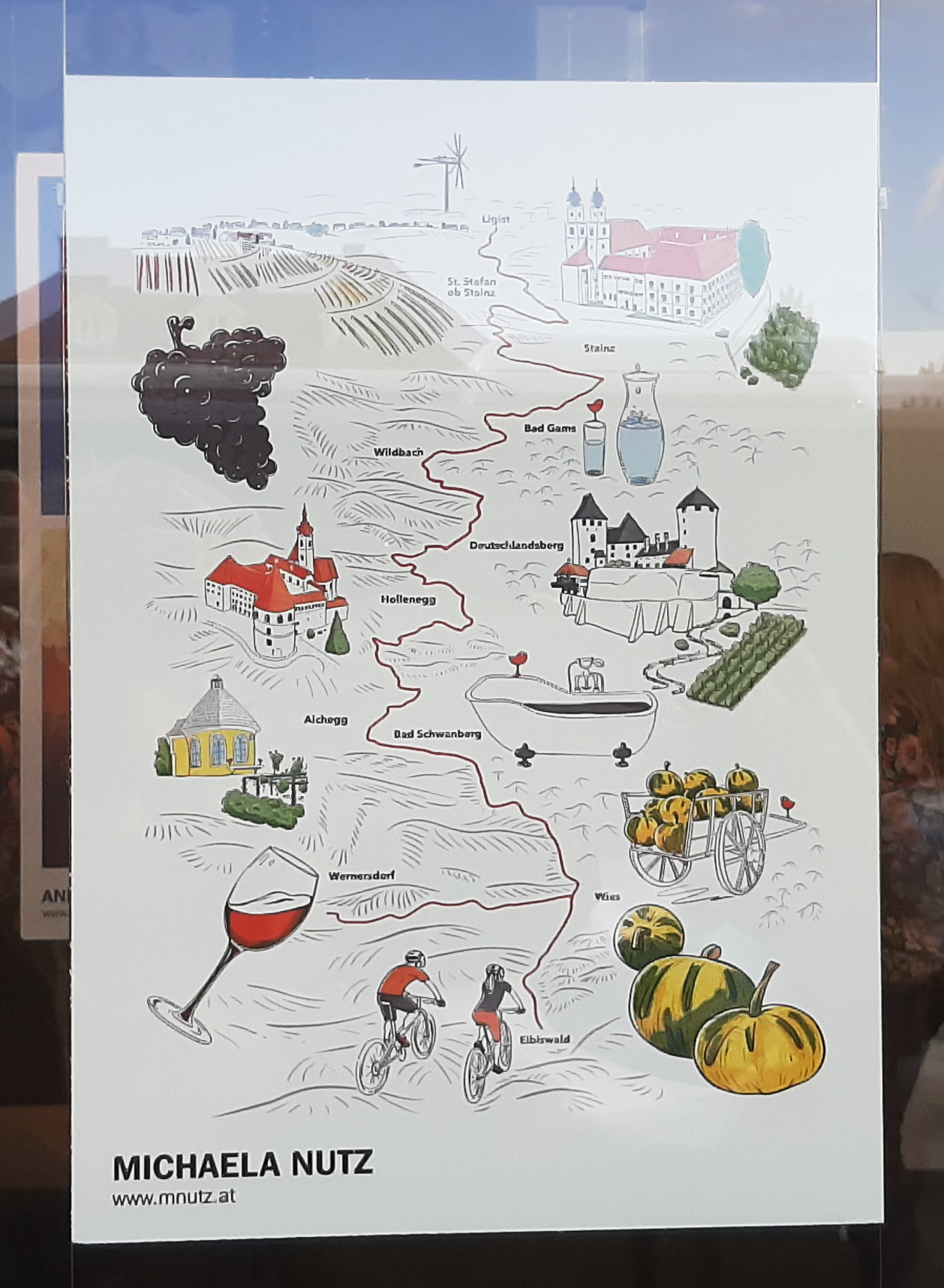 Ausstellung CIS - Illustrierte Karte für Magazin Schilcherland Steiermark mnutzDesign