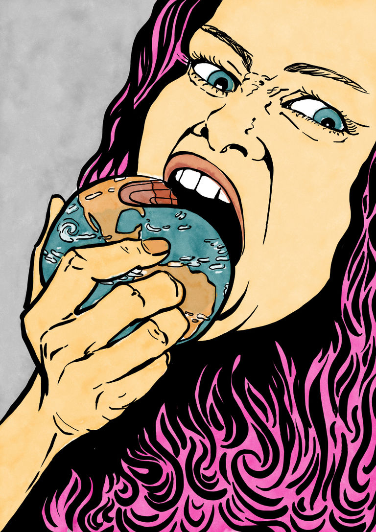 "Self-entanglement" - series "In motion", 2022, ink on paper, digitally colored "Self-entanglement" - series "In motion", 2022, ink on paper, digitally colored