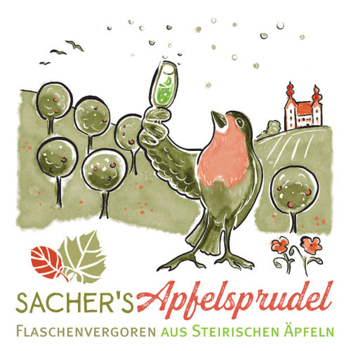 Sacher's Apfelsprudel Falschen Etikett