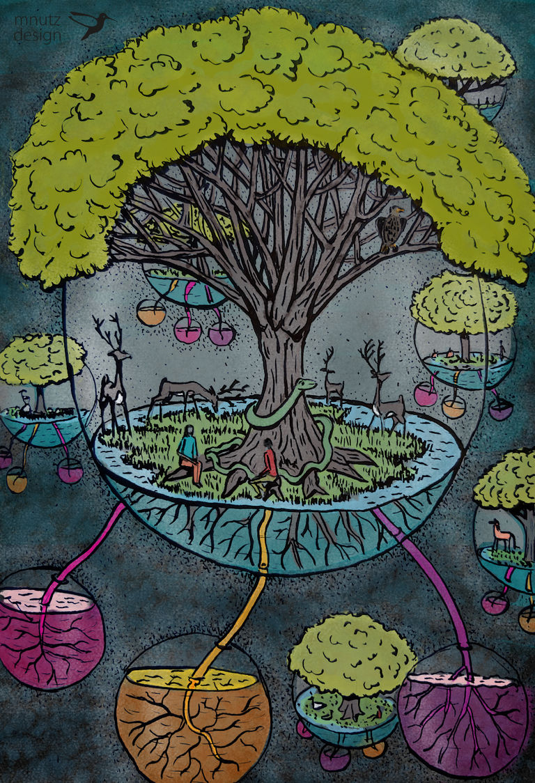 Transhumanism? Series "In motion", 2022, ink on paper, digitally colored Transhumanism? Series "In motion", 2022, ink on paper, digitally colored